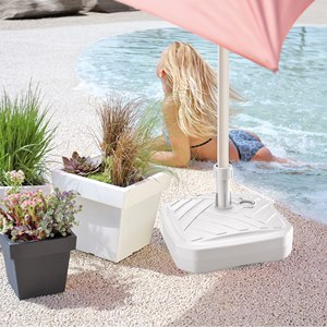 Base cuadrada para sombrilla de polietileno con diseño a rayas, 39 x 39 x 13 cm, en color blanco - Product Image 4