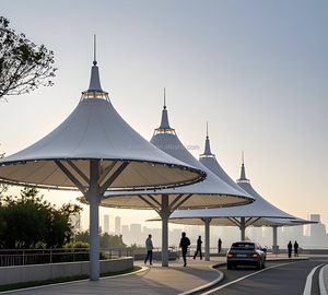 Cảnh quan ngoài trời hiện đại xây dựng vuông dù để che nắng độ bền kéo Cấu trúc thép màng - Product Image 4