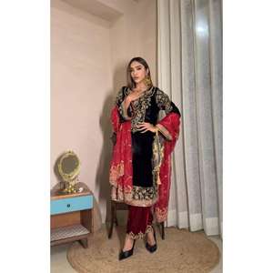 Salwar Kameez de Terciopelo de Alta Calidad para Mujer, Mangas Largas, Elegante Dupatta de Georgette, para Fiestas, Uso Diario, Secado Rápido, para Todas las Temporadas - Product Image 5