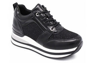 Lujosas zapatillas de deporte de cuero negro de alta calidad para mujer cómodas de moda para todos los estilos populares en el mercado - Product Image 3