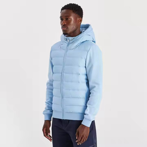 Veste matelassée hybride slim fit pour homme, hiver, panneau matelassé, col montant, manches en coton doux, fermeture éclair centrale, logo en lin - Product Image 6