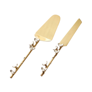 Ensemble de couverts de mariage en acier inoxydable plaqué or artisanal poli miroir de luxe, couteau à gâteau pour fête d'anniversaire - Product Image 1