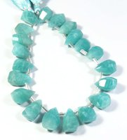 Perles de pierre précieuse Amazonite de Russie de haute qualité, bleues, en forme de goutte, facettées, 14-16 mm, brin de 8 pouces, naturelles, 140 carats