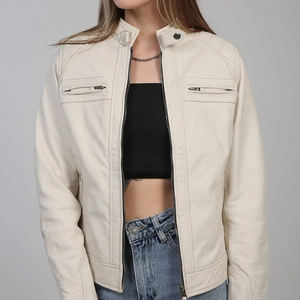 Manteau d'hiver pour femme avec fourrure de mouton, tricot en coton, tissu en cuir véritable, nouvelle mode, veste en cuir véritable - Product Image 2