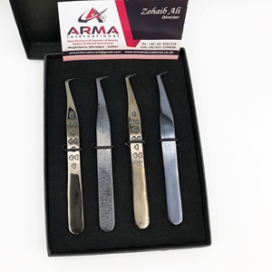 Pinzas profesionales para extensión de pestañas con volumen de 90 grados, logotipo personalizado, acero inoxidable sostenible, probado a mano con agarre fuerte - Product Image 1