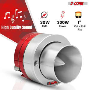 5Core Super Tweeter 1 Inch Neodymium 300W Compression Titanium Bullet Tweeters w Aluminum <b>Frame</b> 2-16kHz Frequency Range - Product Image 2