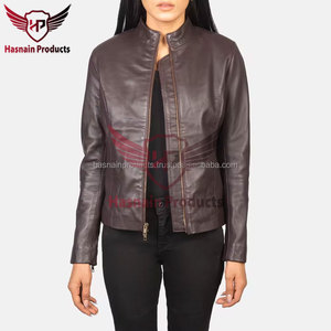 Chaqueta de cuero sólido de manga larga personalizada para mujer tela impresa con logotipo de diseño OEM chaqueta de moda - Product Image 3