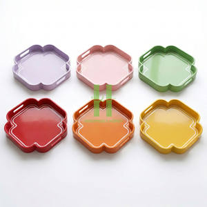 Plateau en bambou laqué écologique rustique du Vietnam, peint à la main, style bohème, pour la décoration de la maison, la restauration, utilisation en usine - Product Image 1