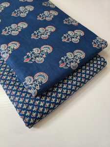 Ensemble de tissu en coton imprimé Jaipuri non cousu, haut et bas |   60x60 Coton |   1 lot 5m Haut 5m Bas |   Costume pour filles - Product Image 2