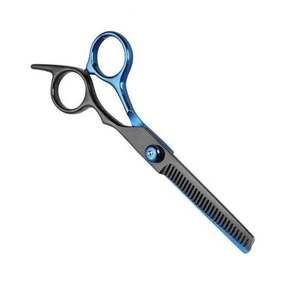 กรรไกรตัดผมสเตนเลสสตีลพร้อมสกรูปรับขนาดได้กรรไกรซอยบางสีฟ้าและดำ - Product Image 4