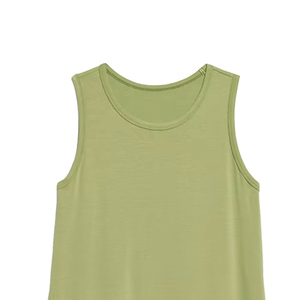 Camisetas sin mangas básicas holgadas con logotipo personalizado de fabricante para mujer, camisetas sin mangas de verano con cuello redondo, ropa informal de Color sólido, camisas de talla grande - Product Image 2