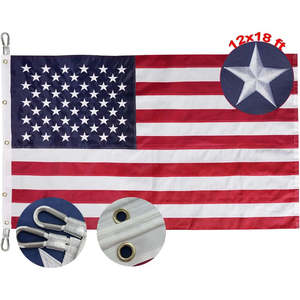 ธงชาติอเมริกันขนาดใหญ่พิเศษ 12x18 ฟุต ปักลายดาว ผ้าไนลอนอย่างดี สำหรับใช้งานกลางแจ้ง พร้อมห่วงทองเหลือง 5 จุด แบบธงสามเหลี่ยม - Product Image 4