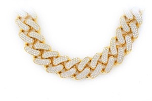 Collier à maillons cubains Miami en plaqué or 10 carats personnalisé Vente en gros 26.10CTW Chaîne en diamant naturel Collier pour femmes style rappeurs - Product Image 3
