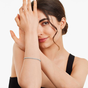 สร้อยข้อมือเพชรโมอิสเพชรสีเงินเกรดพรีเมี่ยมขนาด7นิ้ว925รูปทรงสดใสสำหรับกำไลเทนนิสแฟชั่นฮิปฮอปแสนโรแมนติก - Product Image 5