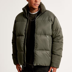 Chaqueta acolchada con burbujas de concha deportiva de gran tamaño para hombre, chaqueta acolchada de lana de invierno con cuello levantado y cremallera - Product Image 5