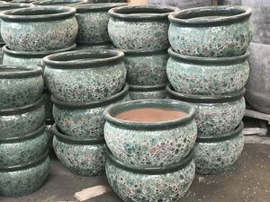 Maceta de cerámica esmaltada para interior, dos colores - Product Image 1