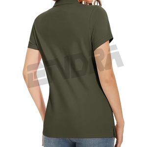 Elégant polo vert olive pour femme, tissu doux et respirant, coupe élégante, vêtement quotidien, idéal pour le travail, les voyages ou le style décontracté moderne - Product Image 2