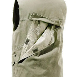 Classique hommes chasse gilet coquille matériel 100% coton tissu fermeture éclair fermeture poches latérales à l'intérieur étiquette tissée - Product Image 3