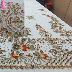 Nouveau beau tissu de luxe en dentelle de conception Tissu en dentelle perlée pour robe de mariée et robe de mariée - Product Image 5