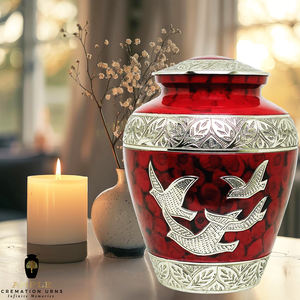 โกศบรรจุอัฐิสำหรับผู้ใหญ่ขนาด 10 นิ้ว ทำจากอลูมิเนียมลายเงิน สไตล์ยุโรปและอเมริกา เป็นมิตรกับสิ่งแวดล้อม ทนทาน ขายส่ง - Product Image 4