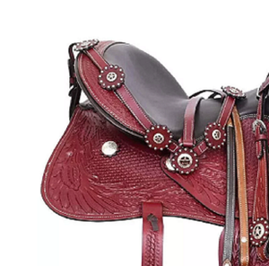 ชุดอานม้าหนังแท้คุณภาพระดับพรีเมี่ยมสำหรับความทนทานแบบตะวันตกและของจำเป็นสำหรับการขี่ม้าแข่งรถภาษาอังกฤษ - Product Image 5