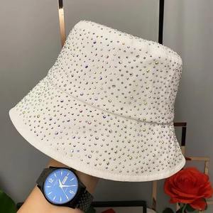 Custom printed handmade shiny sparkling diamond new style <b>ladies</b> outdoor Rhinestone Spring Autumn Seasons fashionable Bucket <b>Hat</b> - Product Image 1