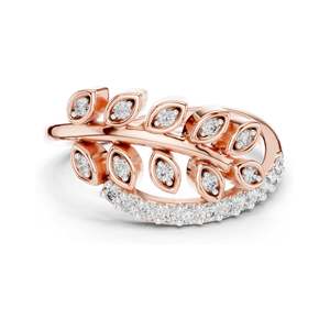 Bague en forme de feuille avec diamant de laboratoire en forme de poire de 0,268 carats pour femme, clarté VVS-VS EF, or 18 carats, 14 carats, 10 carats et argent 925, moissanite - Product Image 3