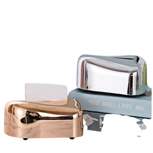 Boîte à mouchoirs rectangulaire moderne en acier inoxydable avec porte-boutons et porte-serviettes, boîte à mouchoirs en métal, organisateur et distributeur de salle de bain - Product Image 3