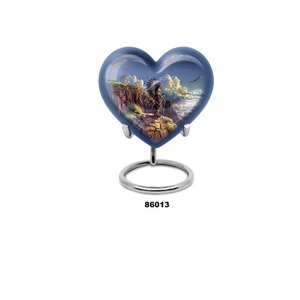 Urna para adultos de cremación de recuerdo de búho de corazón hermoso para cenizas humanas, urna decorativa de corazón pequeño con soporte y bolsa de terciopelo gratis - Product Image 5