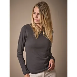 Custom <b>Ladies</b> <b>Long</b> Sleeve Interlock <b>T</b>-<b>Shirt</b> <b>for</b> Promotional Merchandising - Product Image 2