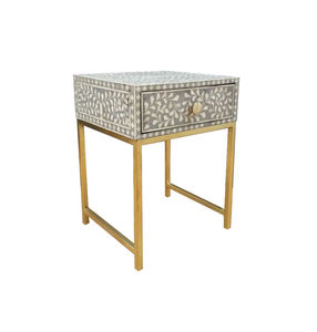 Armoire de chevet de salon faite à la main en incrustation d'os avec support en fer pour hôtel - Product Image 4