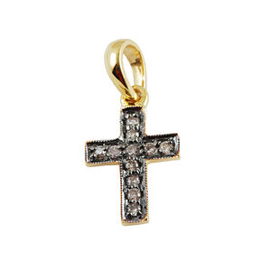 Colgante personalizado de Plata de Ley 925 chapado en oro con piedras preciosas de topacio blanco, regalo de fiesta cristiana - Product Image 1