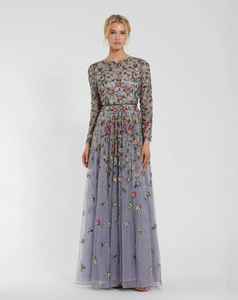 Robe de soirée élégante et luxueuse pour femmes, manches longues, style A, en organza, antistatique, style modeste, scintillante, longueur au sol, pour bal de promo - Product Image 2