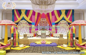 Punjabi ชุดเวทีงานแต่งงาน vatna อุปกรณ์ตกแต่งเวทีงานแต่งงานสีสันสดใส - Product Image 5