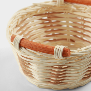 Panier de rangement en osier naturel tissé à la main avec poignées en bois, panier écologique de petite taille pour la décoration de la maison et de la cuisine - Product Image 2