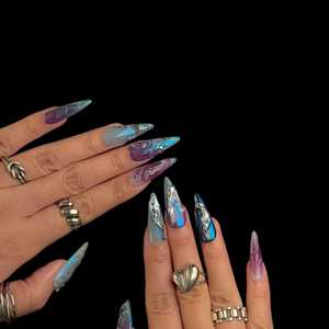 Uñas Postizas con Efecto Electrochapado Morado - Product Image 5