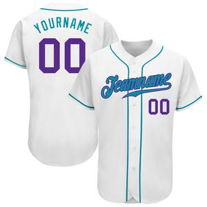 Pakistan Sportswear Industry Custom White <b>Purple</b>-Teal Authentic Baseball Jersey - Product Image 1