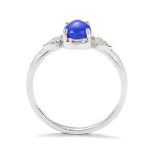 Bague en argent sterling avec opale bleue éthiopienne et zircon blanc 0,74 ct, bijou géométrique tendance - Product Image 3