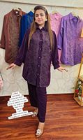 Ensemble musulman traditionnel deux pièces Coord pour femmes modeste chemisier en dentelle florale cordon de pantalon nouvelle version dinde en gros inde malaisie