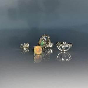 Ethiopian Natural <b>Opal</b> Diamond <b>Earrings</b> Stainless Steel Gold Plated Faceted Gemstone Jewelry for Children - Product Image 6