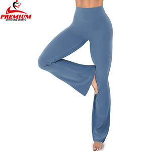 Venta al por mayor de las mujeres de cintura alta botas anchas Legging pantalones ajustados Casual pierna ancha Flare gimnasio Yoga Leggings para las mujeres - Product Image 1
