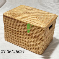 Boîte de rangement rectangulaire en rotin naturel avec couvercle, faite à la main, écologique, design flexible, logo personnalisé disponible pour les produits de nettoyage