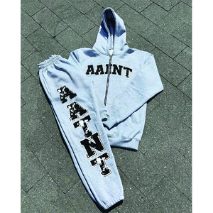 ชุดวอร์มผ้าฝ้าย100% สำหรับผู้ชายชุดวอร์มมีซิปเต็มตัวพิมพ์ลายโลโก้ตามสั่งได้ - Product Image 4