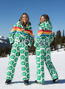 Traje de Nieve Personalizado con Estampado Floral, Capucha y Cinturón, Traje de Esquí con Rayas de Arcoíris, Impermeable, de Poliéster, Mono de Nieve para Mujer - Product Image 5