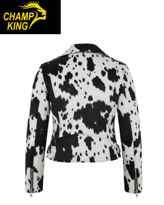 Veste en fausse fourrure de style vintage de haute qualité à imprimé vache avec boutons et fermeture éclair, fabriquée par la marque Champ King - Product Image 6