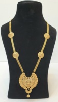 Parure de bijoux plaqué or pour femme : boucles d'oreilles chandelier classiques, collier et bague – Bijoux de mariage en alliage, bijoux fantaisie