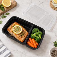 Boîte à lunch rectangulaire jetable de qualité alimentaire à 2 compartiments, compatible micro-ondes, pour les plats à emporter des restaurants