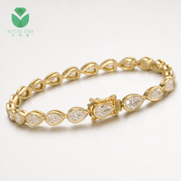 Bracelet tennis de luxe certifié IGI avec diamants de laboratoire taille poire en or jaune 14K 18K D VVS CVD HPHT sur mesure, vente en gros Betterstar
