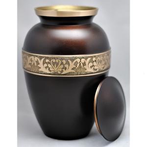 Urne funéraire en laiton pour cendres humaines adultes avec finition brune et dorée, urne funéraire commémorative gravée pour la vente en gros - Product Image 5
