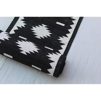 Modern Handwoven Jute Kilim Runner Black & White Geometric 2x6 ft Washable Floor Carpet for Teens